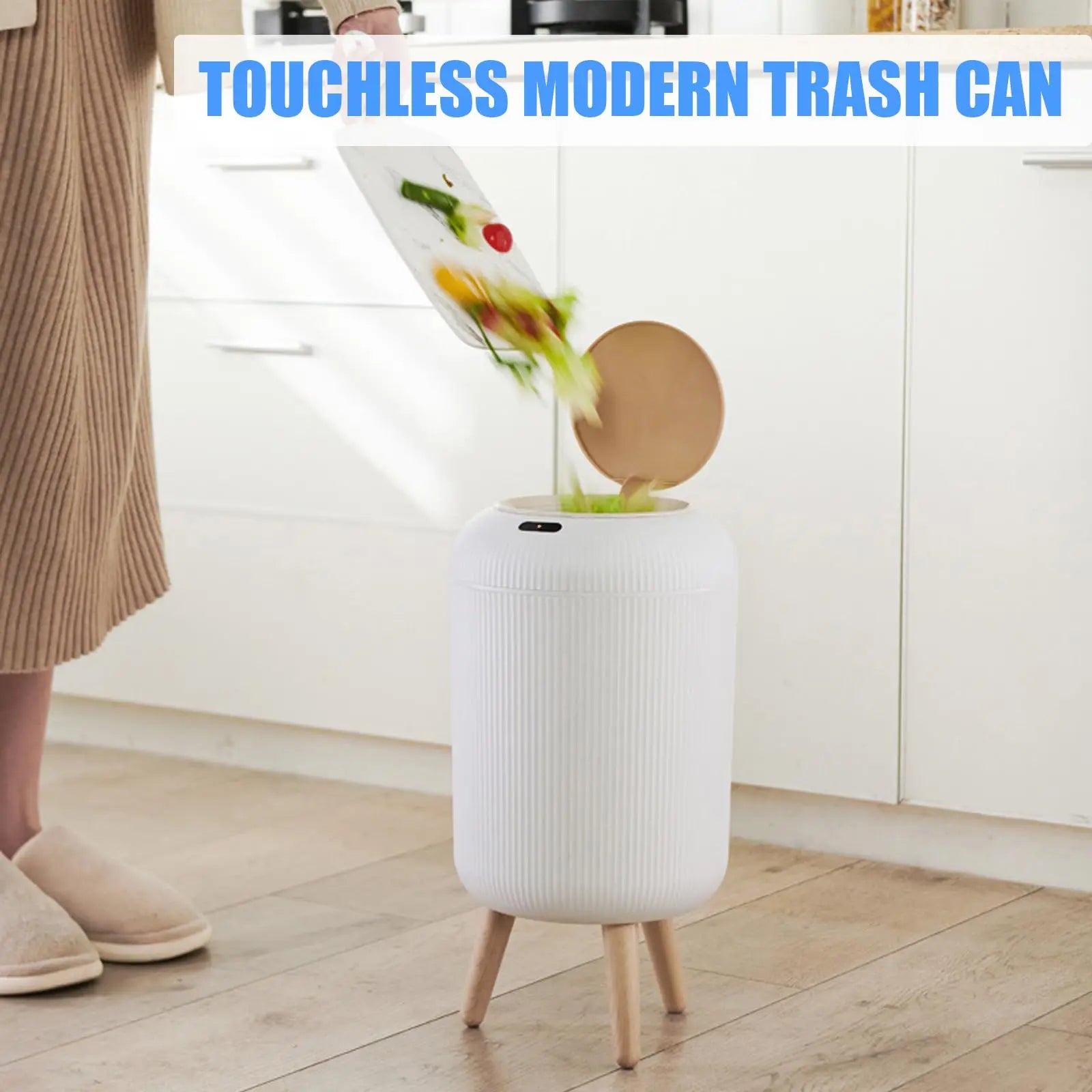 Automatic Trash Can with Lid, Small Plastic Smart Trash Can, Motion Sensor Trash Can for Bedroom, Bathroom, Kitchen, Office